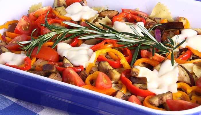 farfalle eggplant bake display image