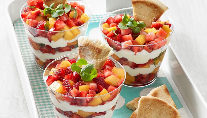 layered strawberry mango dip display image